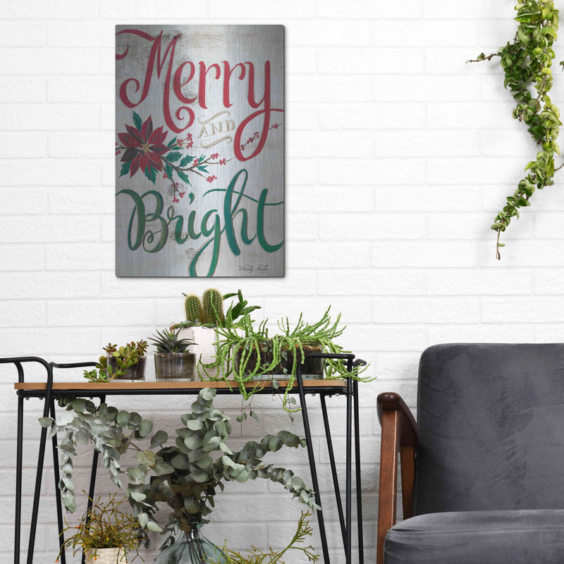 «Merry and Bright» par Cindy Jacobs, art mural en métal, H 16 po x l 12 po