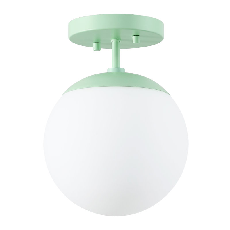 Statler Glass Semi Flush Mount, Mint Green