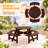 8 Person Wood Picnic Table, Outdoor Round Picnic Table with 4 Built-in Benches, Umbrella Hole, Outside Table and Bench Set for Patio, Backyard, 500lbs Capacity Per Bench-2082731120-2094312285