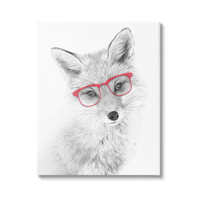 Mignon renard, lunettes rouges, conception monochrome par Annalisa Latella - impression