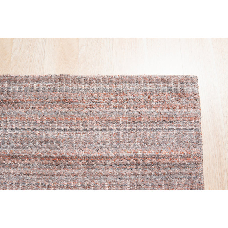 Multicolor Hand-Knotted Wool Striated Jewel Tones Geometric Modern Contemporary Carpet Rug, 2' x 4'
