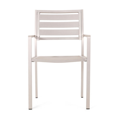 2 Outdoor Dining Chairs In Silver Aluminum - Fashionable & Robust With Two Modern