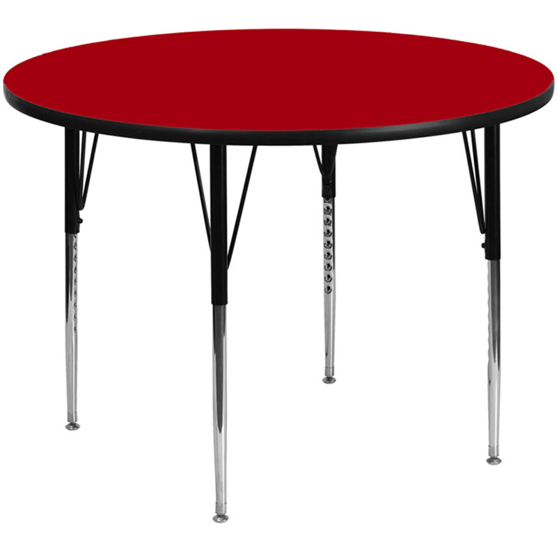 Red Round Laminate Activity Table with Adjustable Legs