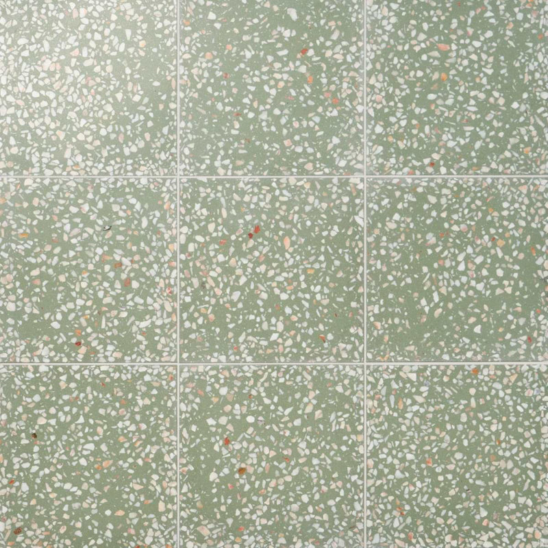 True Terrazzo 16x16 Polished Terrazzo Tile, Lisbon Green
