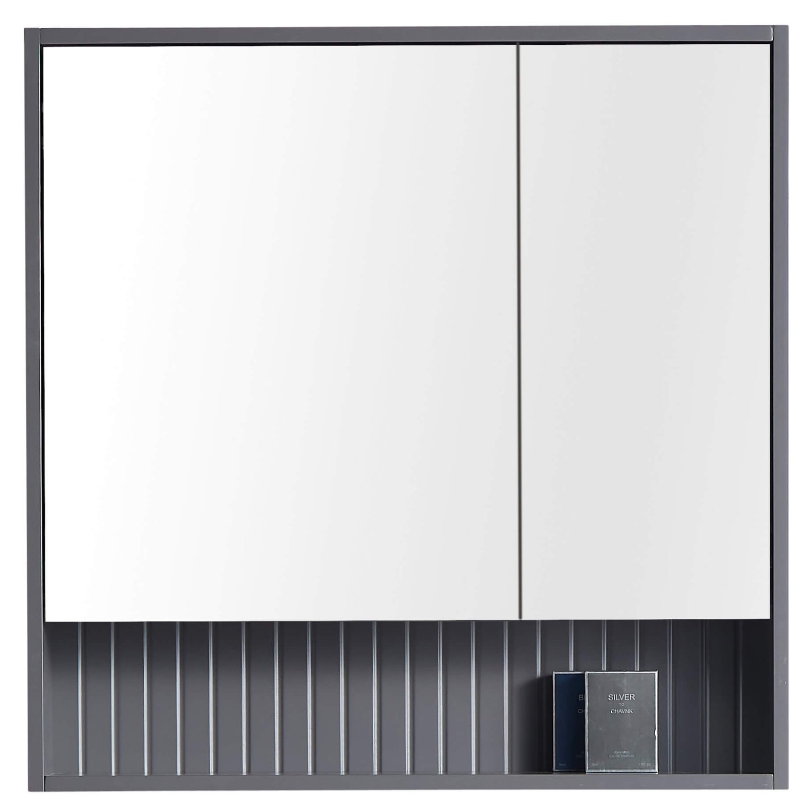 Asahel Surface Double Medicine Cabinet, Rock Gray