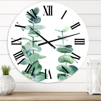 Branche d'eucalyptus argenté bleu - horloge murale Tropical