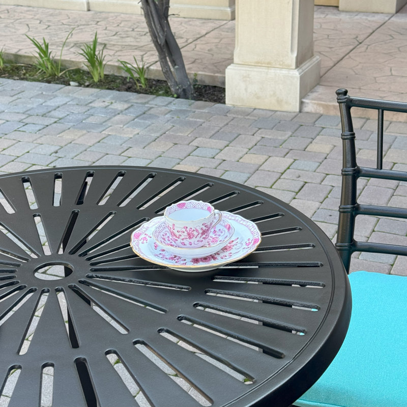 Aluminum 3-Piece Patio Bar Set with 30'' Round Bar Table, Blue