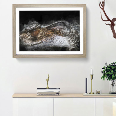Alligator Watchful Eye in Abstract - Picture Frame Graphic Art Print