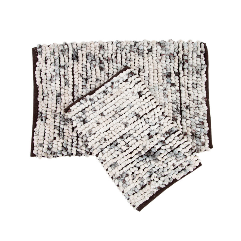 Zebadiah 2 Piece Set Rectangle Bath Mat, Brown
