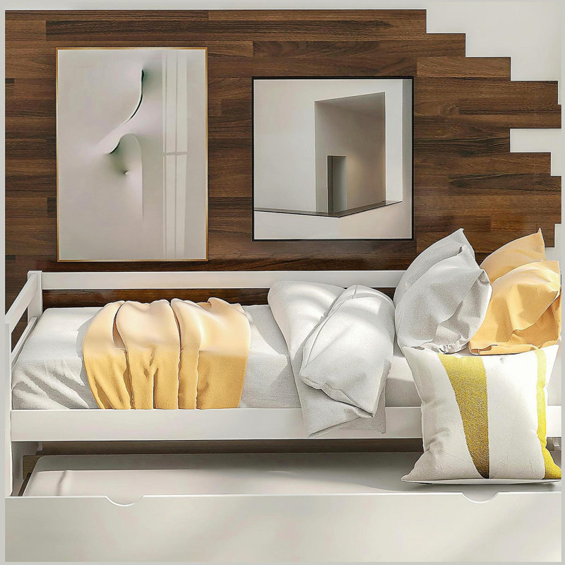 Lit de jour simple avec cadre gigogne, Blanc