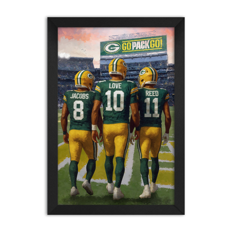 Affiche encadrée 3 joueurs des Packers de Green Bay (NFL), format 14" x 20"., NFL Green Bay Packers