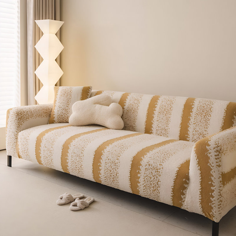 Housse pour canapé en peluche Winter, Brun, L 90 po x P 35 po