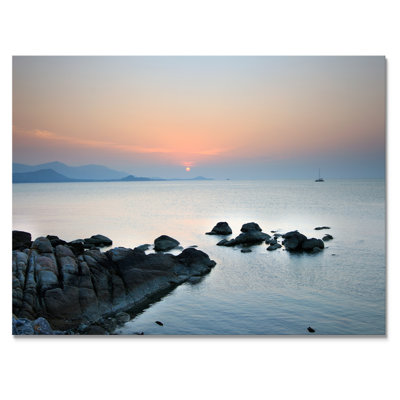 " Rock On Beach With Sunset "
