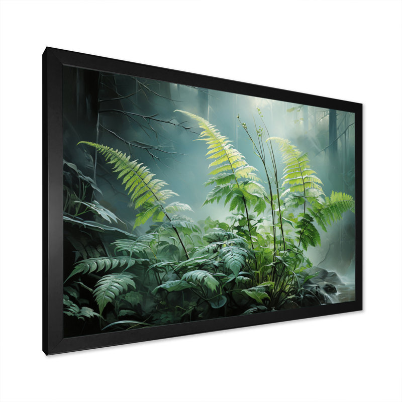 " Ferns Romantic Impression III ", H 16 po x l 32 po x P 1 po, Cadre simple noir