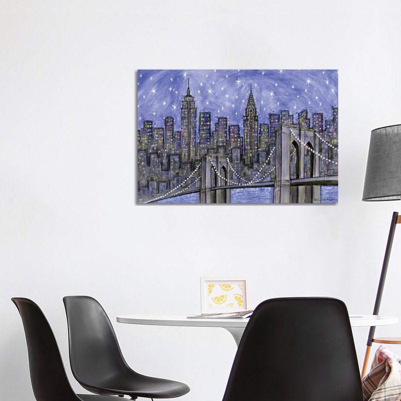 Starry Sky Nyc Starry Night Skyline Violet by Bella Pilar - Wrapped Canvas Gallery-Wrapped Canvas Giclée