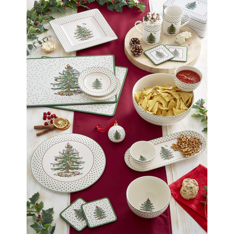 Christmas Tree POLKA DOT CHIP AND DIP 10"