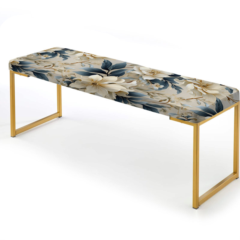 Banc rembourré or, Beige/Blue Floral