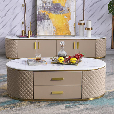 Modern minimalist coffee table TV cabinet set