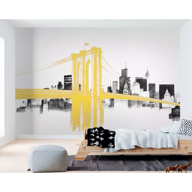 Infinger Peel and Stick Watercolor Brooklyn Bridge, papier peint, l 150 po x L 98 po