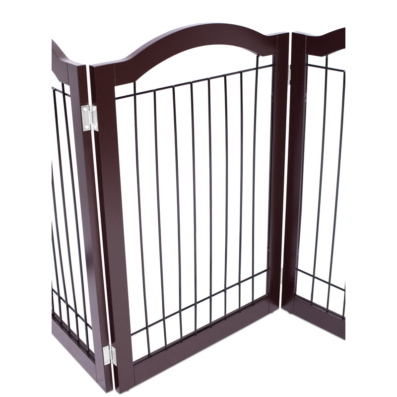 Espresso Freestanding Expandable Wood and Wire Pet Gate