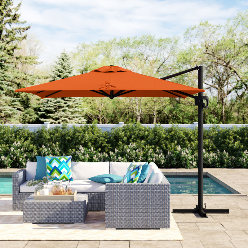 Parasol carré en porte-à-faux 8,5 pi Placencia, Toile Sunbrella® toscan