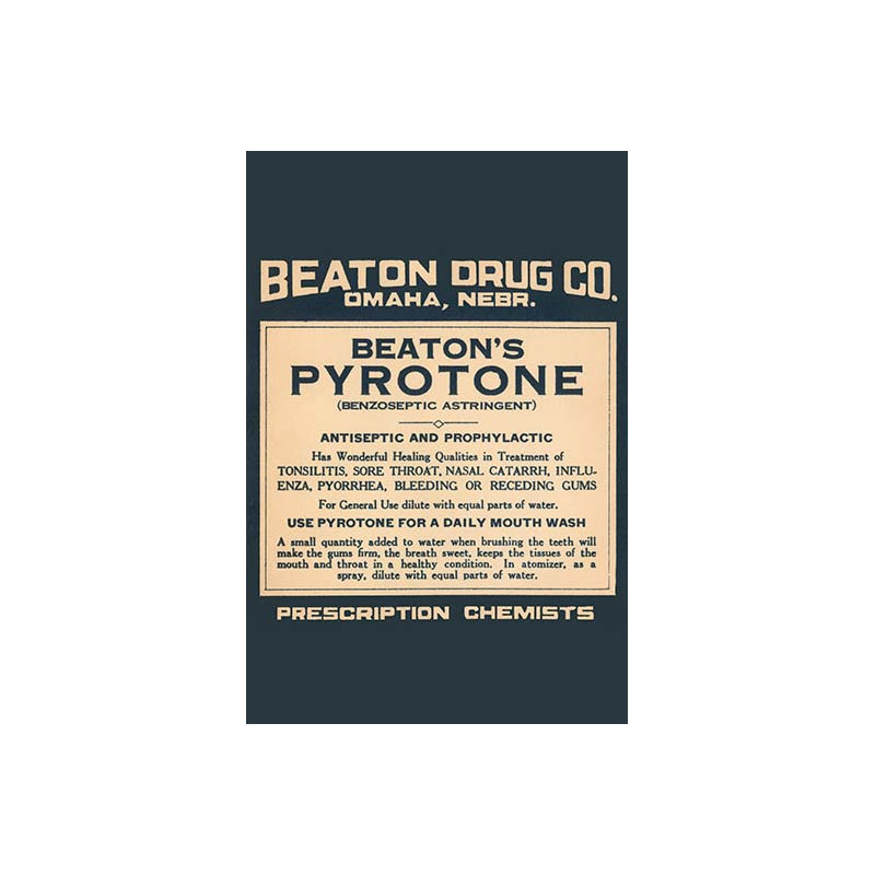 Publicité rétro de beaton pyrotone, H 42 po x l 28 po