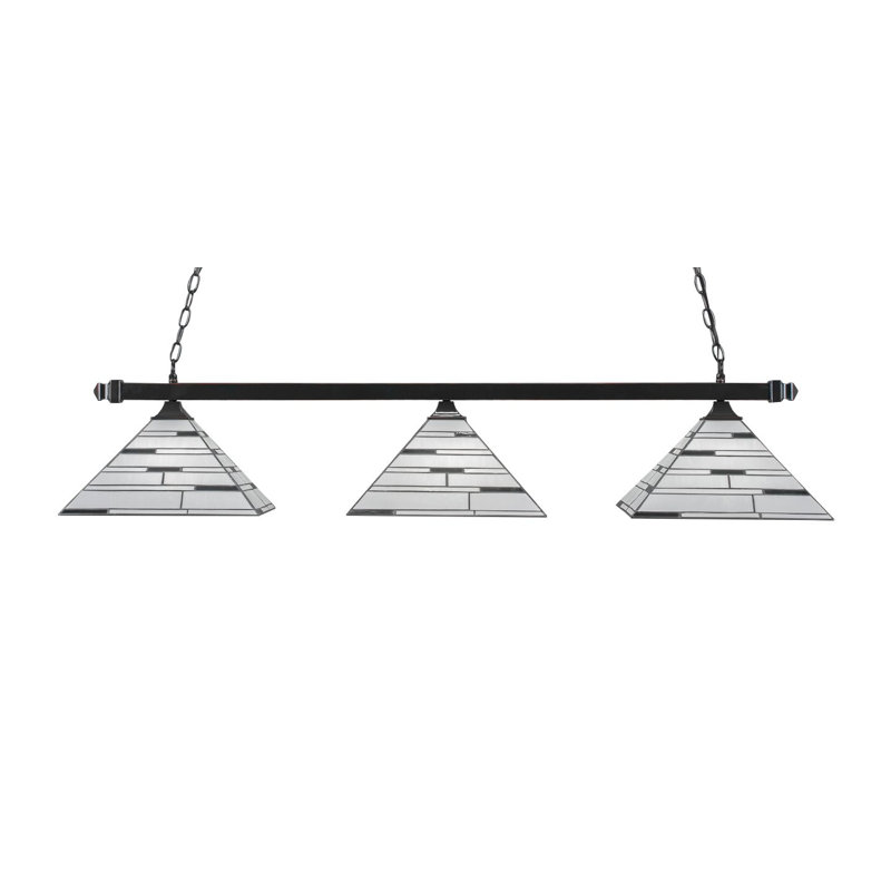 Barre carrée 3 lumières avec verre perle ébène 14 po, Cuivre noir