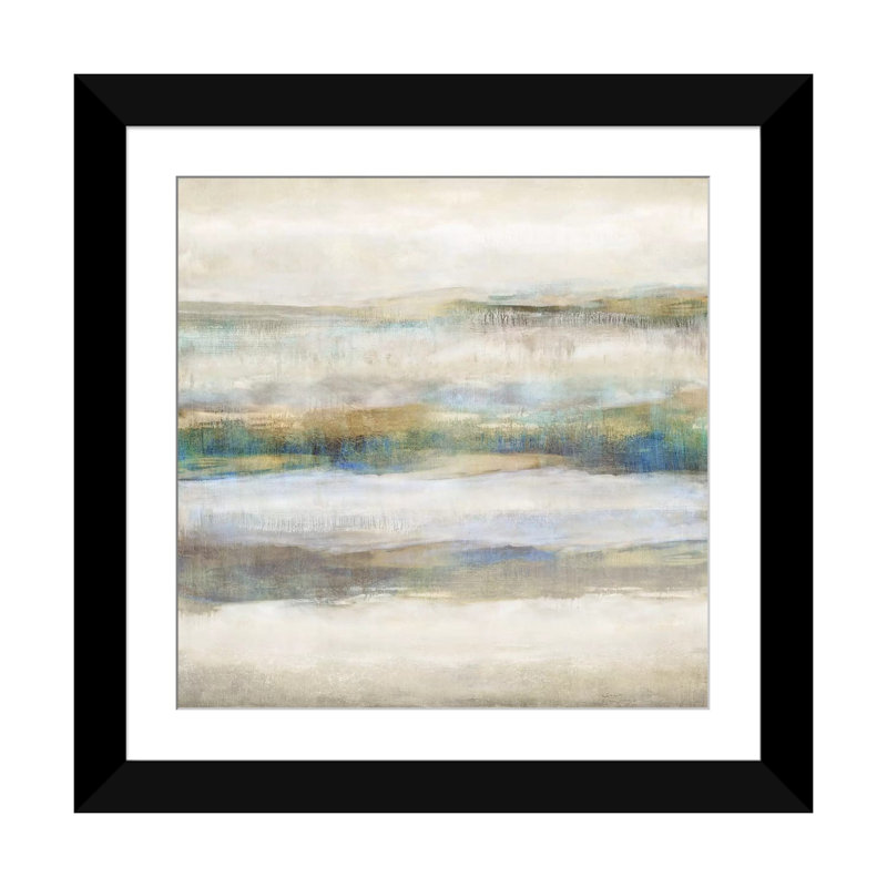 «Linear Motion Aqua», reproduction sur toile, H 16 po x l 16 po x P 1 po, Papier d'art encadré noir, Blanc