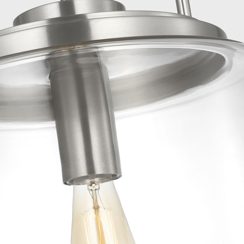 Anders 1 Light Kitchen Pendant In Midnight Black Finish With Clear Shade, Brushed Nickel