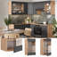 Glass Cabinet Anthracite/Green, Country House Style-1484832817