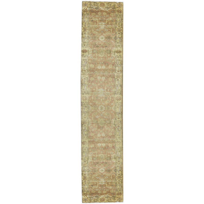 Hand-Knotted High-Quality Rust and Gold Runner