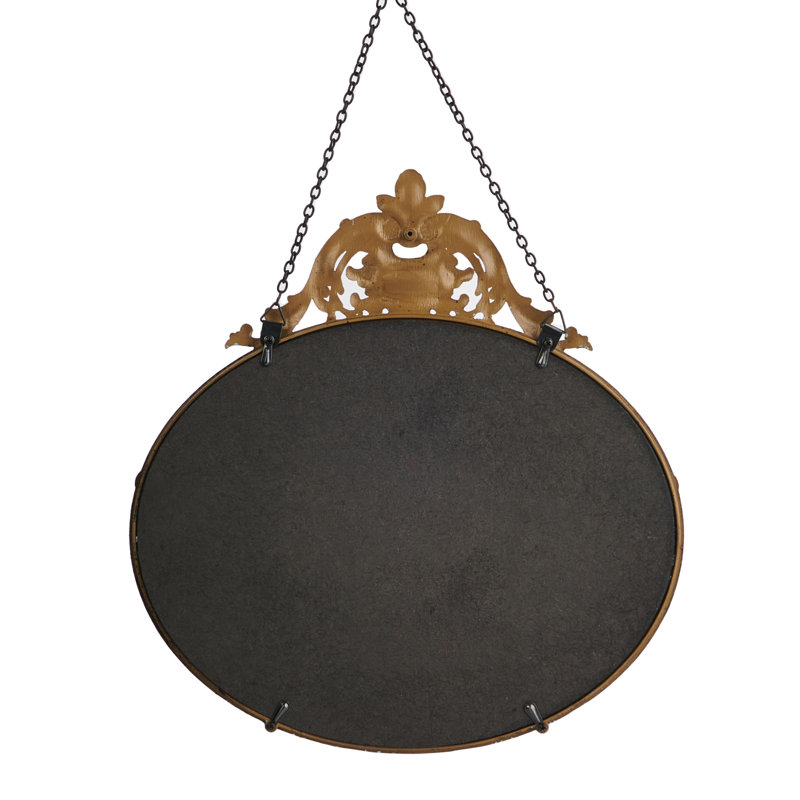 Pabst Pewter Framed Wall Mirror with Decorative Chain and Antique Finish, Black