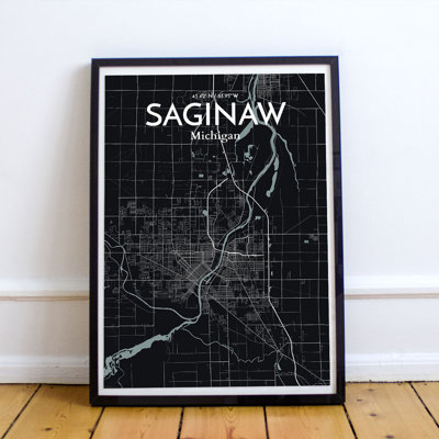 Saginaw City Map - No Frame Print