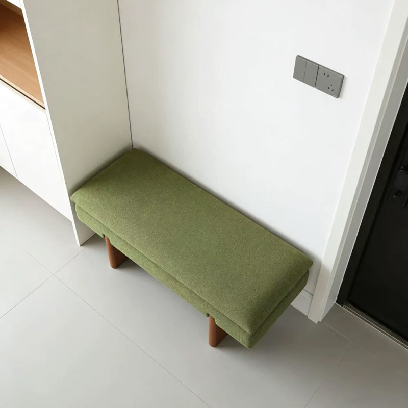 Banc rembourré vert en bois massif, H 17,72 po x l 39,37 po x P 15,75 po