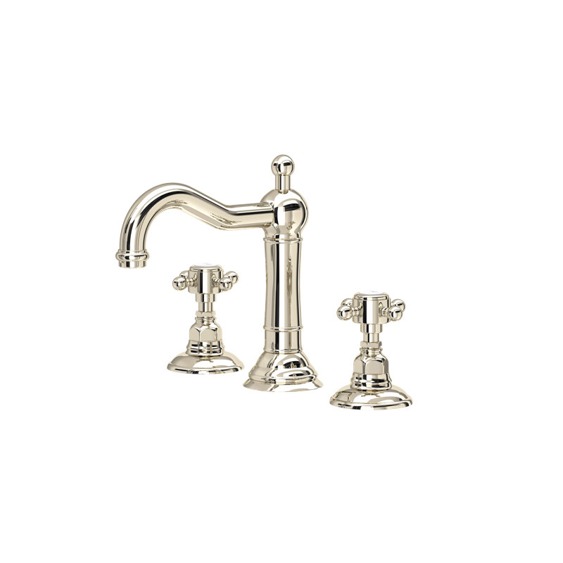 Acqui Widespread Bathroom Faucet with Drain Assembly, Cross, Polished Nickel