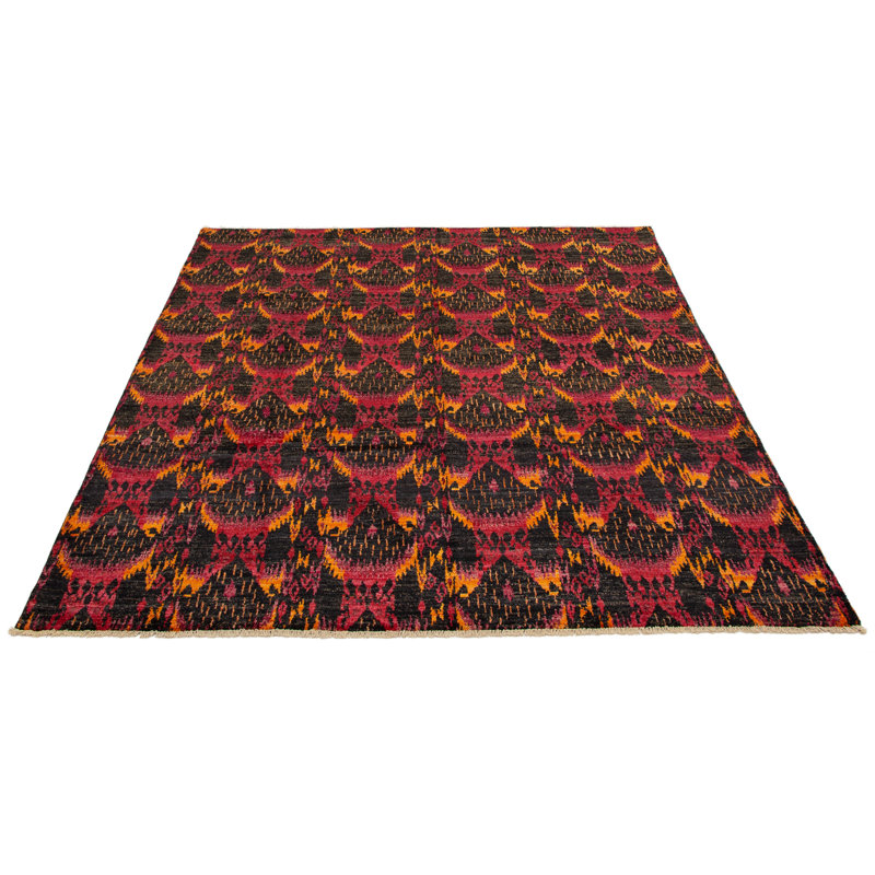Rangement à la main one-of-kind-noué la 2010 goliath noir/bourgogne 8 pi 2 po x 10 pi zone de laine 3 po tapis Céline