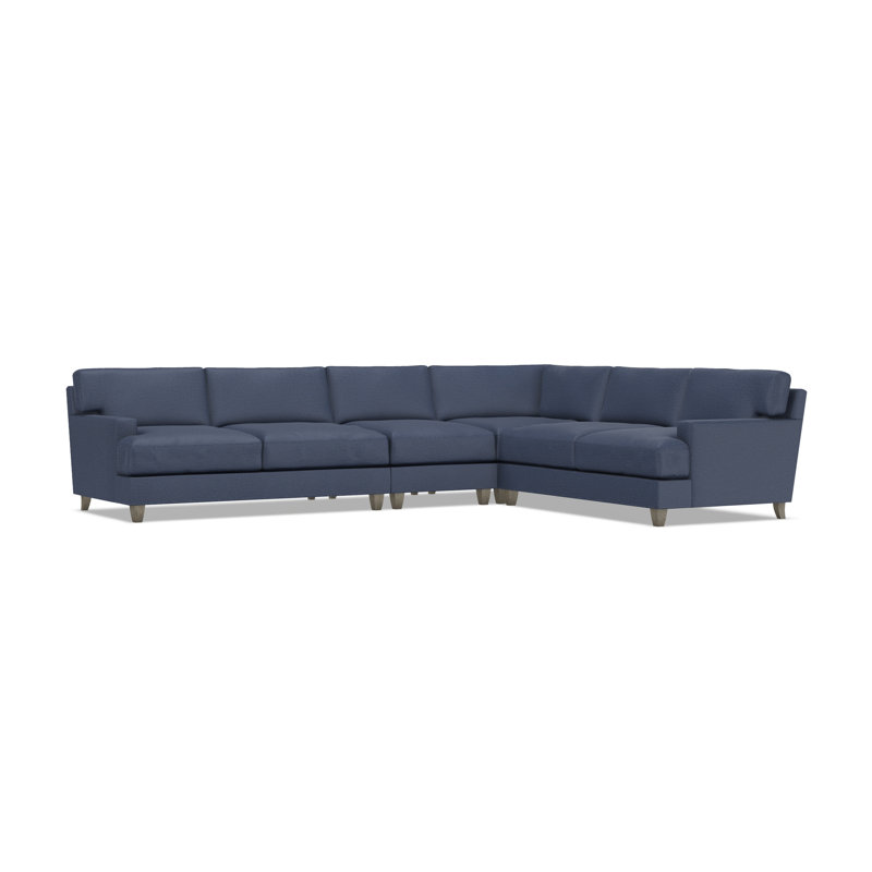 Bernhardt Mila 4-Piece Fabric Sectional, Blue Polyester, 33.5" H x 137" W x 107" D, Right Hand Facing