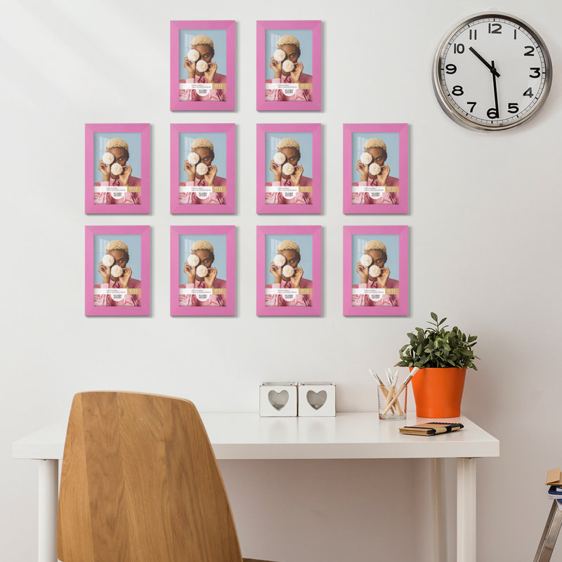 Ensemble de 10 cadres muraux en bois 10 pièces, 5 po x 7 po, Rose