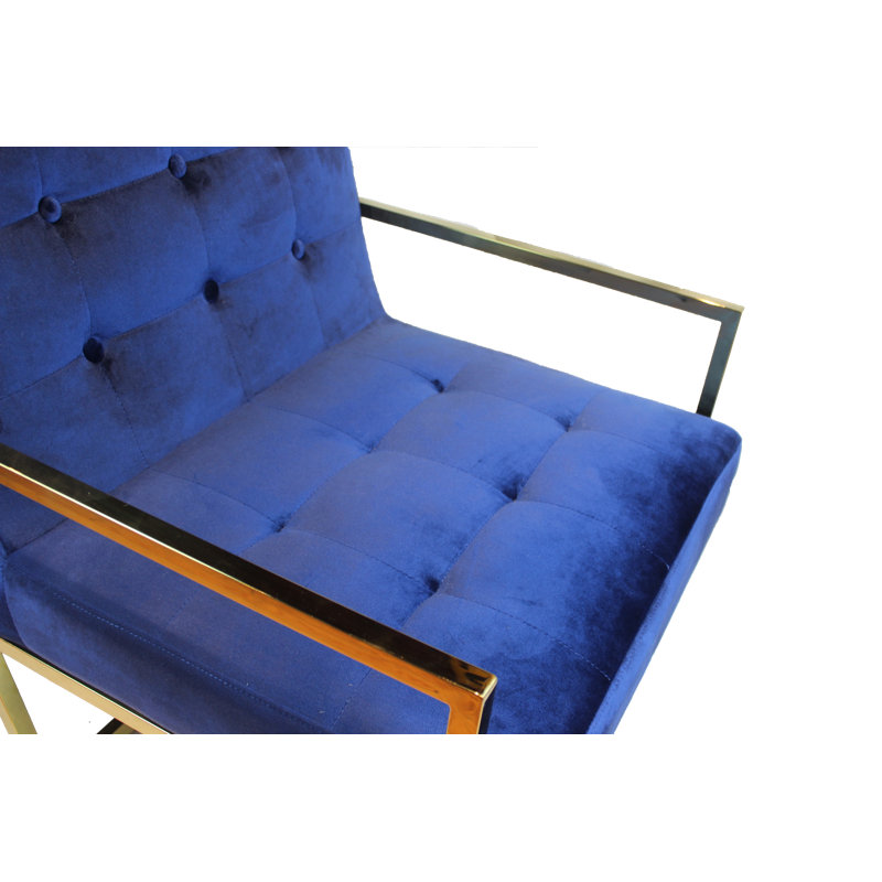 Fauteuil 29 po en velours capitonné, Bleu marine