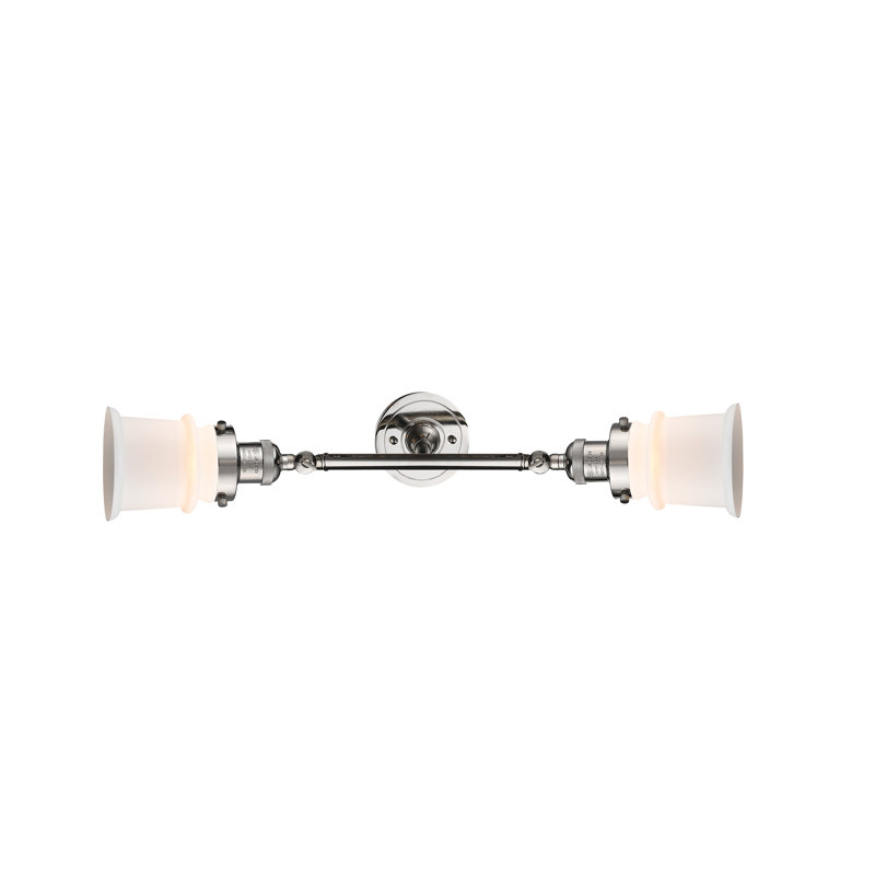 Éclairage pour salle de bain 2 lumières Alexandira, Boîtier blanc mat, Nickel poli, Ampoule DEL 6 watts Vinage