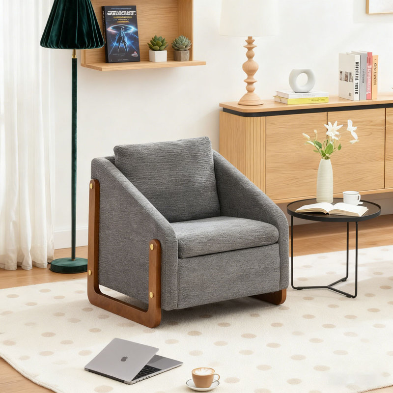 Fauteuil rembourré Chenille, Gris