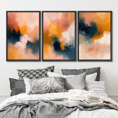"Abstrait multicolore, art moderne et bohème, décor, coloré, chic, salon, chambre à coucher, bureau", 3 pièces