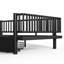 Lit plateforme double avec tiroirs de rangement, structure de lit de jour en métal, conception de tuyau rond de sécurité améliorée, profil bas, BlackNoBoxSpring-278202403