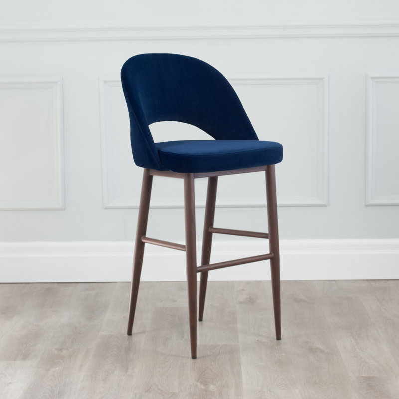 Hamlett Velvet Bar & Counter Stool, Royal Blue, Bar Stool (30” Seat Height)
