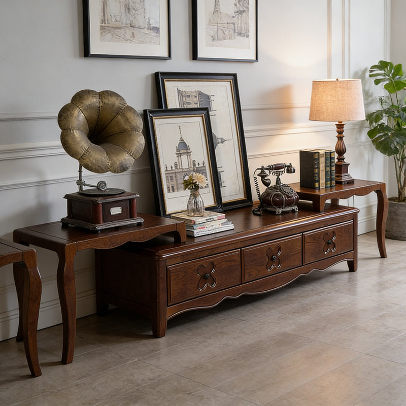 Meuble télé de luxe américain rétractable, Brun noyer