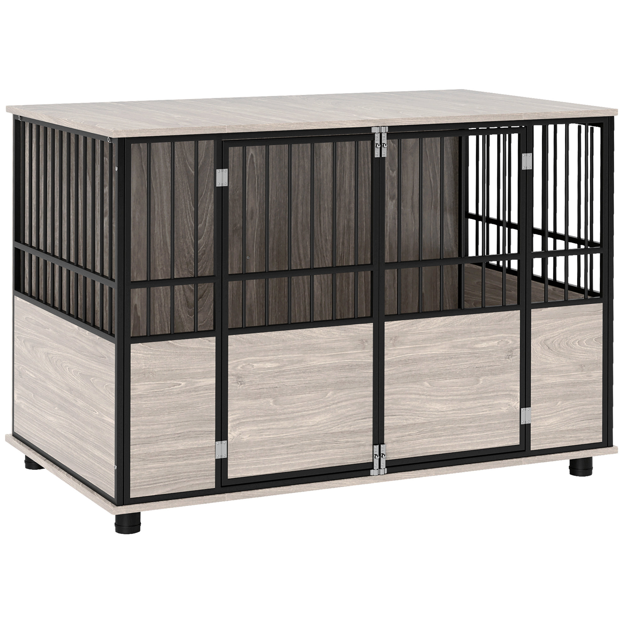 Curated visual reference: Walnut Stain Dog Crate Reference: 17 Stories Dog Crate Furniture Decorative Dog Kennel Indoor End