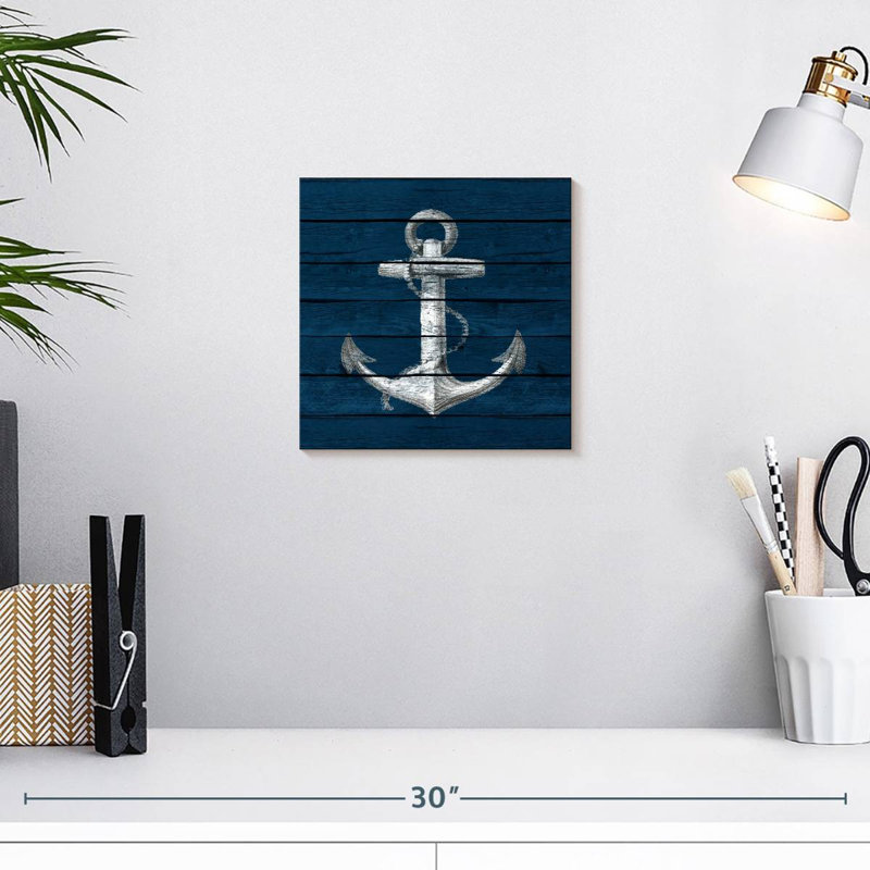 Aletra ancre sur bois bleu, H 10 po x l 10 po