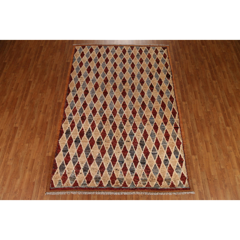 Tapis marocain à motif treillis oriental fait à la main 7 x 10