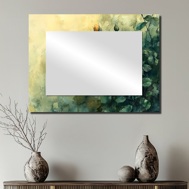 Sunlit Roses Of Summer Bloom I - Floral Decorative Mirror Wall Art - Printed On Metal, 24" x 32"