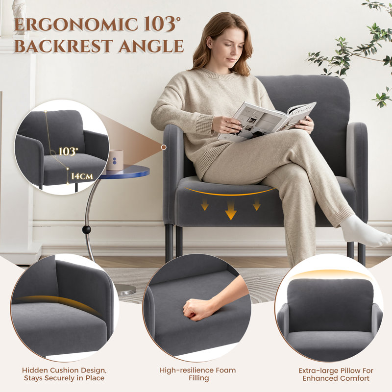 Velvet Armchair, Grey